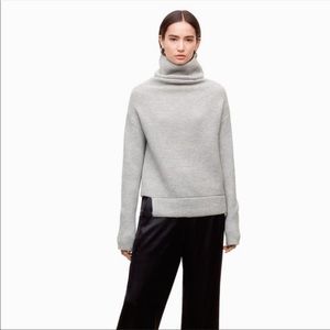 Aritzia Babaton Mika Wool Cashmere Funnel Turtleneck Sweater Warm Gray S XS